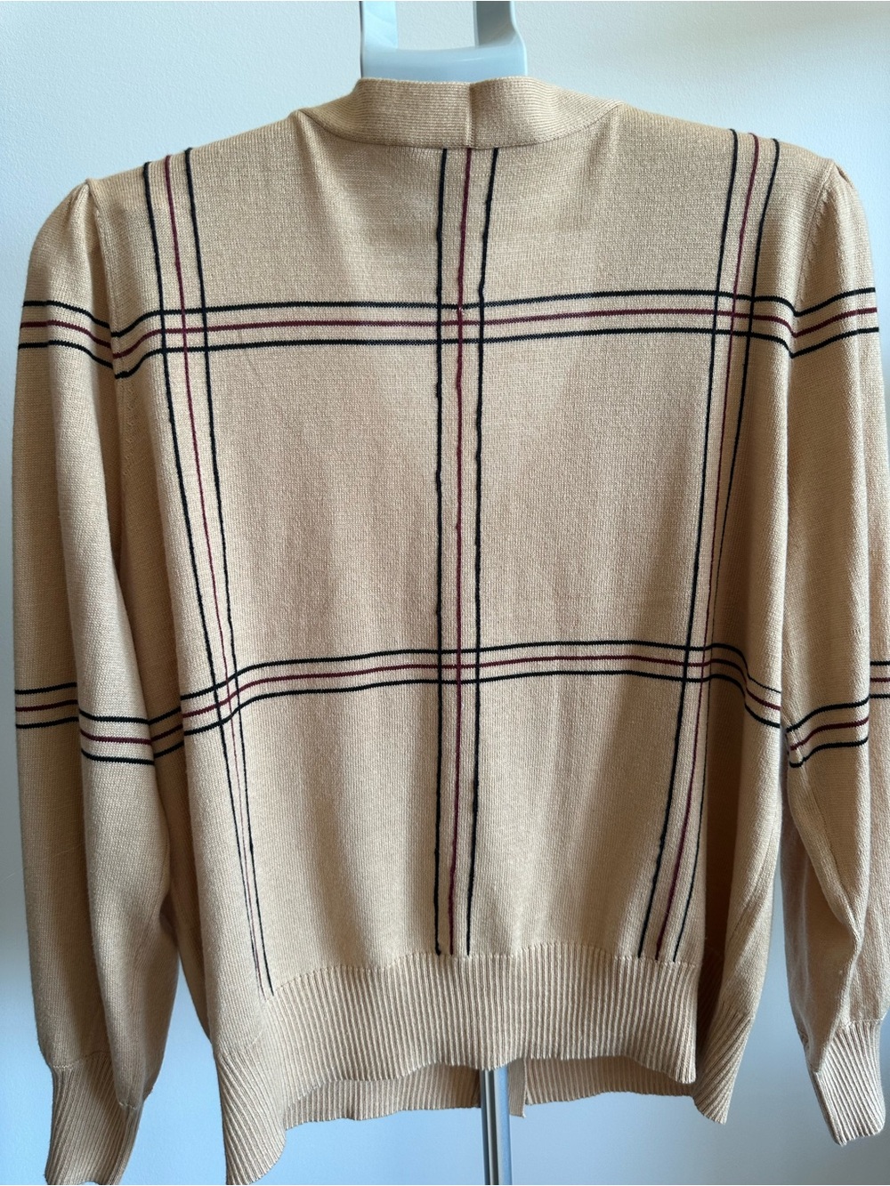 cleo Tan Plaid V-Neck Button Cardigan - Picture 6 of 8